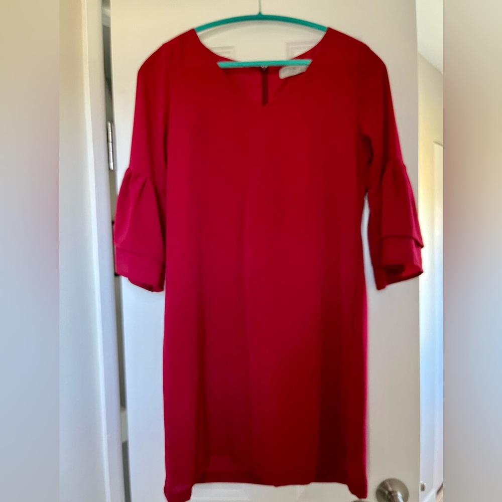Dress with ruffled sleeves